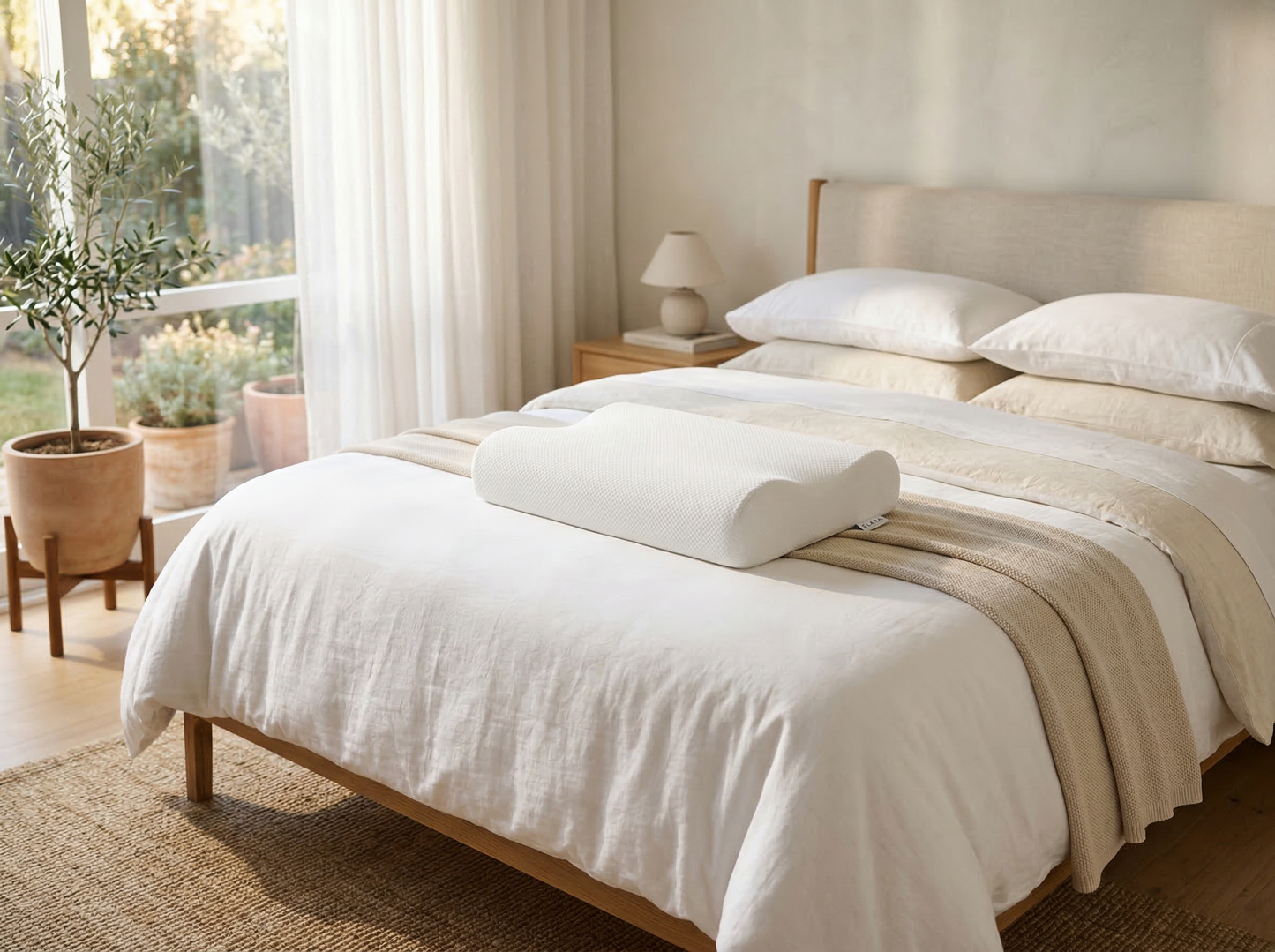Walo Halo Ergo pillow in bedroom setting