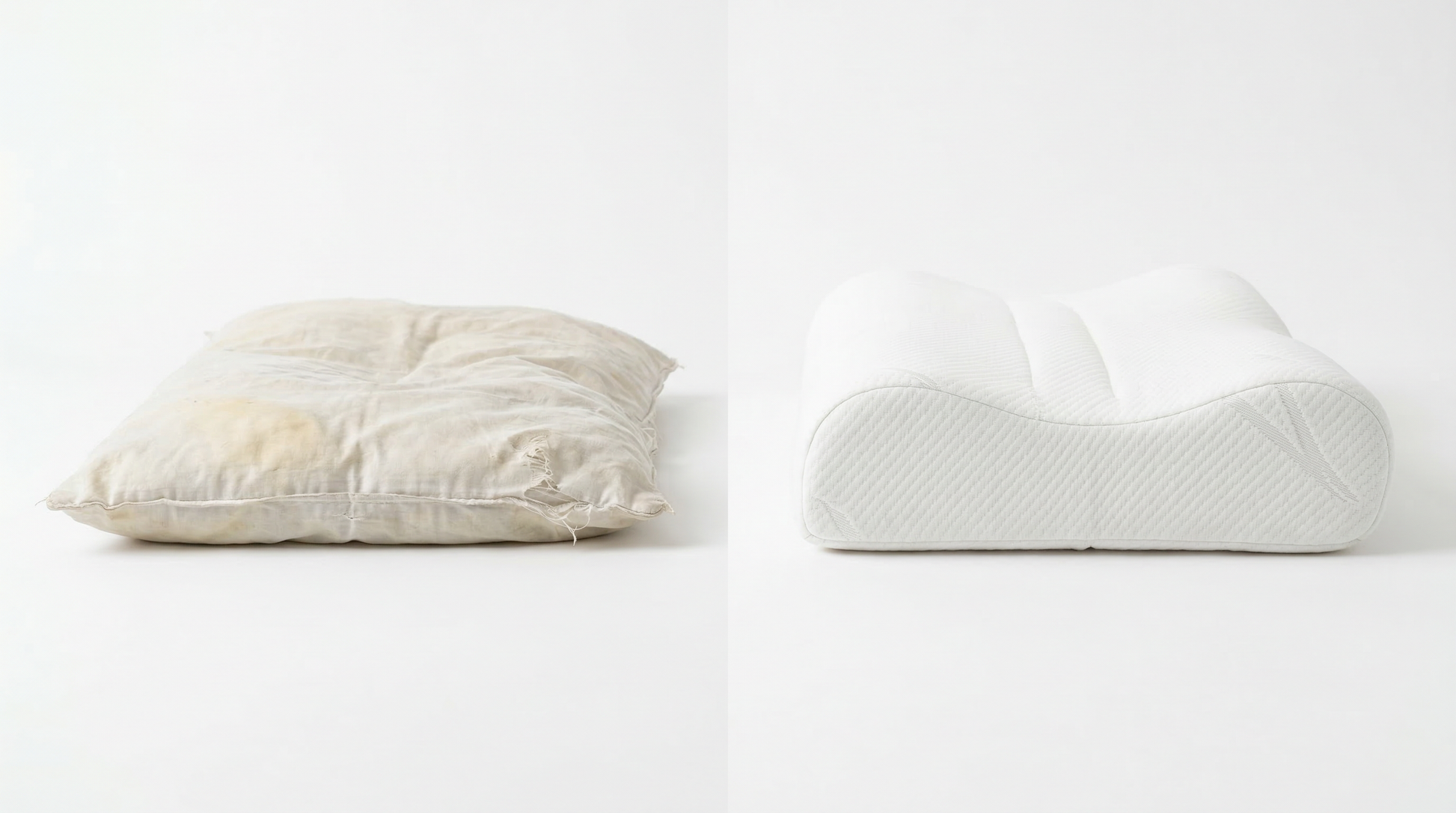 Flat pillow vs Walo Halo Ergo contoured — shape comparison