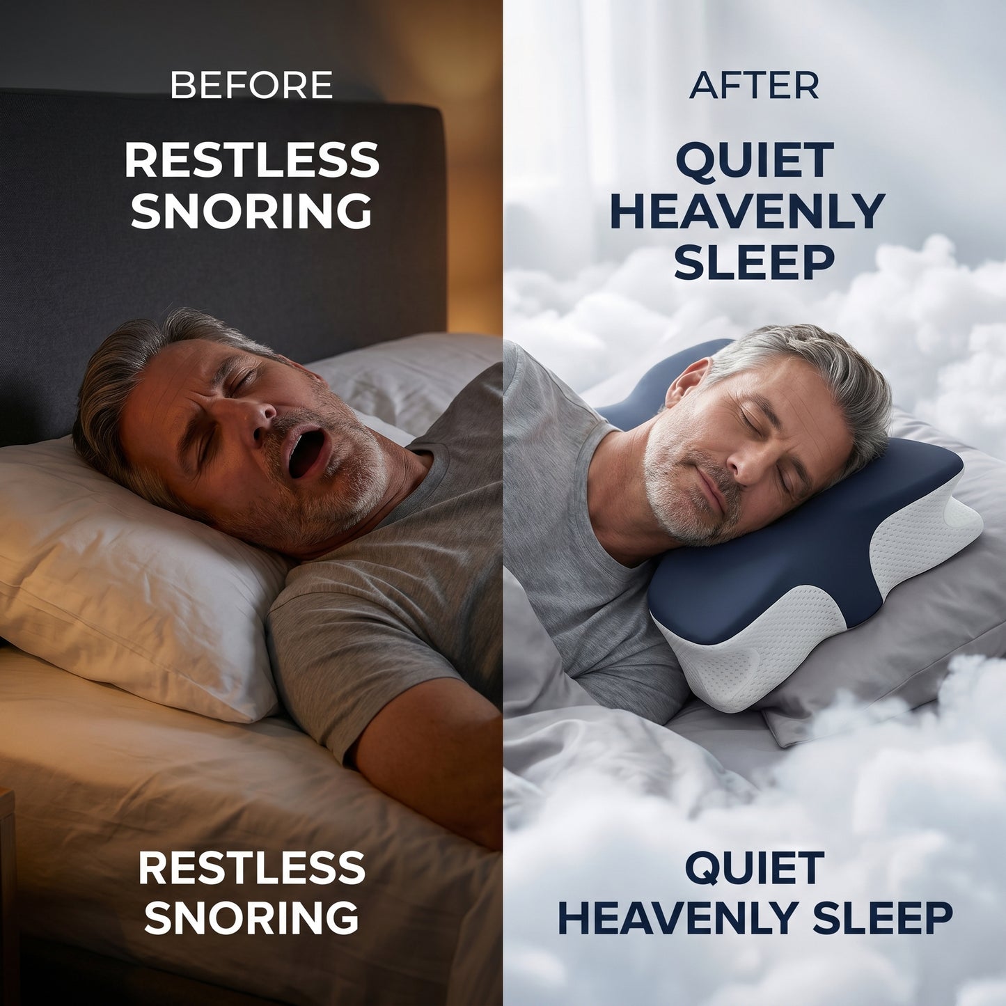 Walo Halo Silk Sleep Mask split-screen product comparison