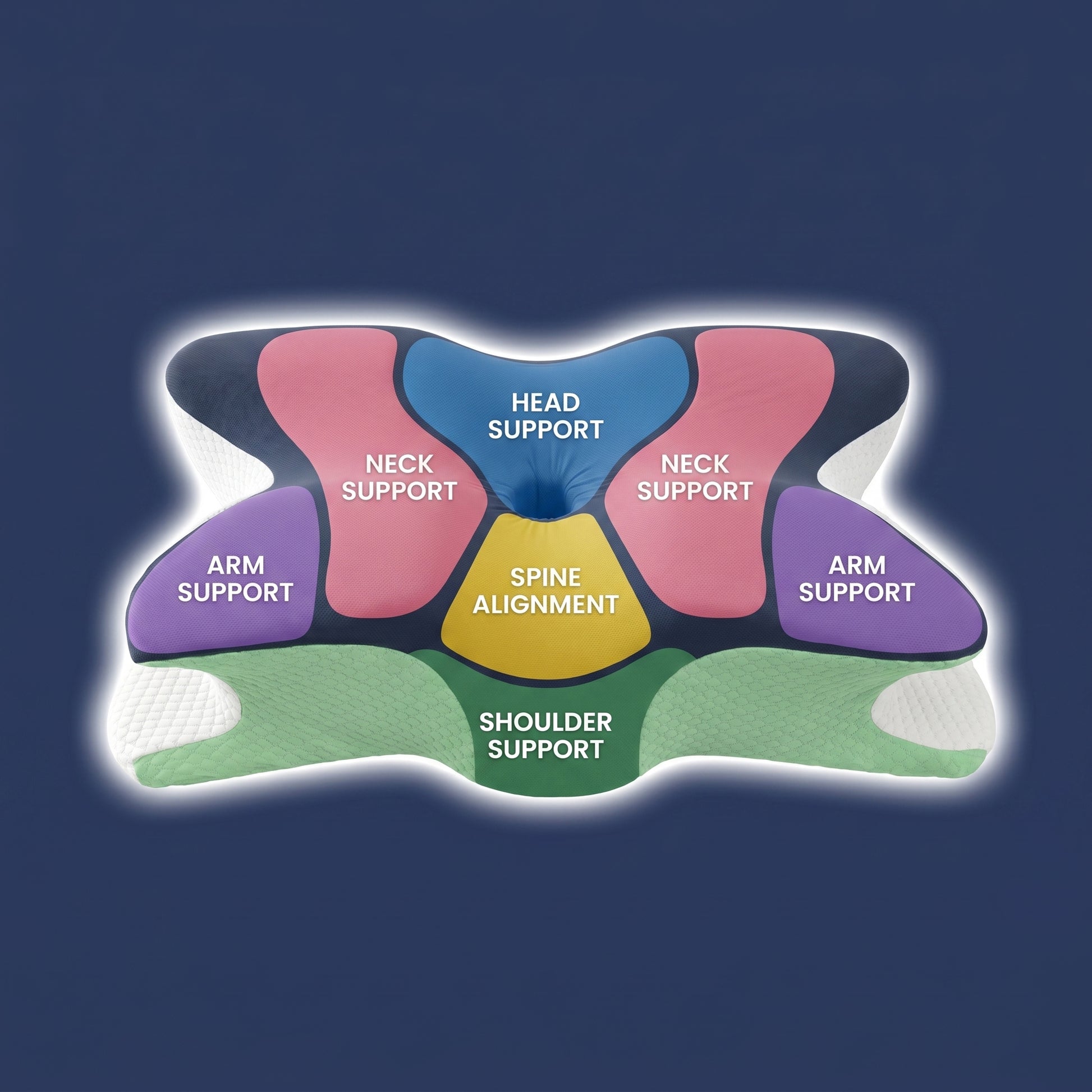 Walo Halo Ergo anatomy diagram — 6 support zones labeled